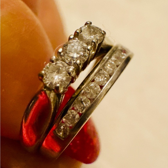 10K & 14K White Gold Wedding Ring Set – Diamond Bridal Set – Pair main image 4